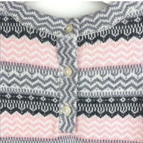 Janie and Jack Fair Isle Sweater Dress Pink Gray Bell Sleeve Zip Pockets Size 4 - Picture 7 of 10